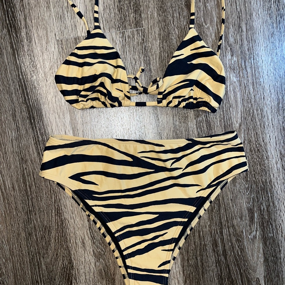 Tan and Black Zebra Billabong Bikini Set